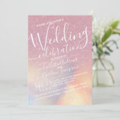 Invitation Faux Rose Faux Iridescente Parties scintillant Omb (Debout devant)