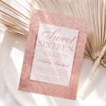 Invitation Faux rose feuille parties scintillant or élégant c<br><div class="desc">Une douche à parties scintillant en or faux rose moderne,  assez chic et élégante,  sombre avec bloc en or faux rose Sweet 16 anniversaire invitation avec or rose ombre motif s'estompant sur une fausse feuille avec cadre en or élégant Parfait pour un Sweet sixteen princesse.</div>