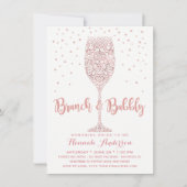 Invitation Faux Rose Gold Brunch & Bubbly Fête des mariées (Devant)