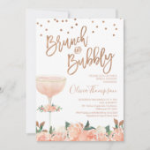 Invitation Faux Rose Gold Brunch Fête des mariées Bubbly (Devant)