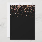 Invitation Faux Rose Gold Confetti sur Black Engagement Party (Dos)