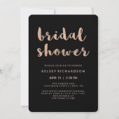 Invitation Faux Rose Gold et Black Fête des mariées (Devant)