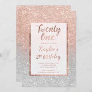 Invitation Faux rose gold faux parties scintillant silver chi