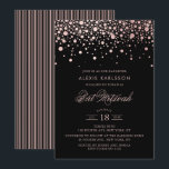 Invitation Faux Rose Gold Foil Confetti Black Bat mitzvah<br><div class="desc">Famille Invitation et amis à votre fille Bat mitzvah avec cette invitation moderne et élégante. Il présente des points de confetti en or rose et rayures motif sur arrière - plan noir. Personnalisez en ajoutant le nom, la date, l'heure, le lieu et d'autres détails de l'événement. Des éléments correspondants sont...</div>