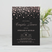 Faux Rose Gold Foil Confetti Black Couples Douche