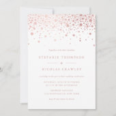 Invitation Faux Rose Gold Foil Confetti Dots Mariage (Devant)