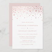 Invitation Faux Rose Gold Foil Confetti Dots Mariage (Devant / Derrière)