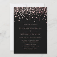 Faux Rose Gold Foil Confetti Dots Mariage noir