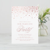 Invitation Faux Rose Gold Foil Confetti fête de la Saint-Sylv (Debout devant)