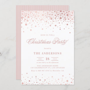 Invitation Faux Rose Gold Foil Confetti Noël