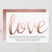 Invitation Faux Rose Gold Foil Love (Devant / Derrière)