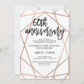 Invitation Faux Rose Gold Géométrique 60e anniversaire Mariag (Devant)