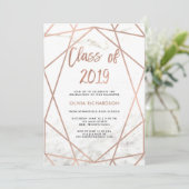 Invitation Faux Rose Gold Géométrique | Marble Graduation Par (Debout devant)