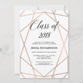 Invitation Faux Rose Gold Géométrique sur White Graduation Pa (Devant)