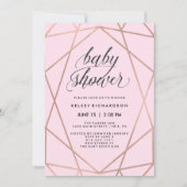 Invitation Faux Rose Gold Geometry sur Baby shower rose pâle (Devant)