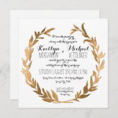 Invitation Faux Rose Gold Laurel Wreath Olive Leaf Carré (Devant / Derrière)