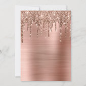 Invitation Faux rose gold pailleté Drips Papier Anniversaire (Dos)