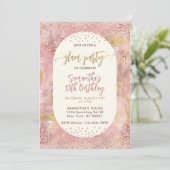 Invitation Faux rose gold pailleté pour fête de Spa pour fill (Debout devant)