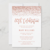 Invitation Faux Rose Gold Parties scintillant 80e anniversair (Devant)