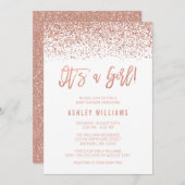 Invitation Faux Rose Gold Parties scintillant Baby shower fil (Devant / Derrière)