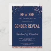 Invitation Faux Rose Gold Parties scintillant Blue Genre Reve (Devant)