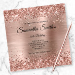 Invitation Faux Rose Gold Parties scintillant et Foil 40e ann<br><div class="desc">Une invitation glamour monogrammée de 40ème anniversaire pour elle. Faux brillante parties scintillant en or rose contre une coordination faux brillant image graphique en feuille de métal brossé. Le monogramme et le texte de calligraphie noir et blanc peuvent être customisés. Toutes les brillances brillantes et roses de ce design girly...</div>