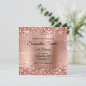 Invitation Faux Rose Gold Parties scintillant et Foil 70e ann (Debout devant)