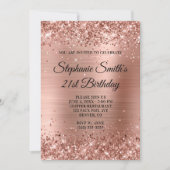 Invitation Faux Rose Gold Parties scintillant Foil Monogramme (Devant)