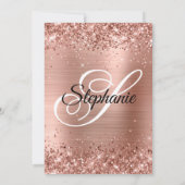 Invitation Faux Rose Gold Parties scintillant Foil Monogramme (Dos)