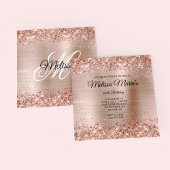 Invitation Faux Rose Gold Parties scintillant Foil Monogramme
