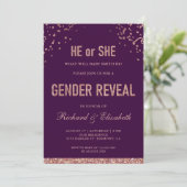 Invitation Faux Rose Gold Parties scintillant Purple Genre Re (Debout devant)