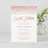Invitation Faux Rose Gold Parties scintillant Sweet 15 Annive (Debout devant)