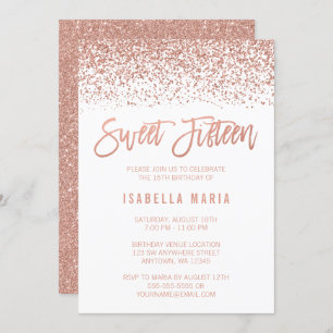Invitation Faux Rose Gold Parties scintillant Sweet 15 Annive