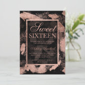 Invitation Faux rose or bracelets splatter chic Sweet 16 (Debout devant)