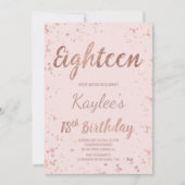 Invitation Faux rose or confetti blush 18e anniversaire (Devant)