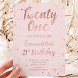 Invitation Faux rose or confetti blush 21e anniversaire<br><div class="desc">Faux rose or confetti splatters blush rose 21e anniversaire Une invitation moderne 21e anniversaire avec moderne, original et simple faux rose or feuille invitation avec rose or confetti splatters et style manuscrit typographie de brosse sur un pastel entièrement personnalisable couleur rose arrière - plan et noir à l'arrière. . Si...</div>