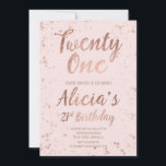 Invitation Faux rose or confetti blush 21e Anniversaire Nom 2<br><div class="desc">Faux rose de confettis d'or éclaboussé rose pâle nom personnalisé du 21e anniversaire. Une invitation moderne à la fête du 21e anniversaire avec une invitation moderne, originale et simple à la feuille d'or faux rose avec des plaques de confettis d'or rose et de la typographie manuscrite à la brosse sur...</div>