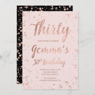 Invitation Faux rose or confetti blush 30e Anniversaire