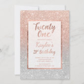 Invitation Faux rose or faux parties scintillant argent chic  (Devant)