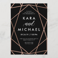 Faux Rose or géométrique moderne sur Mariage noir