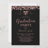 Invitation FAUX ROSE OR Noir RN Nurse Graduation Party (Devant)