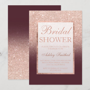 Invitation Faux rose or parties scintillant bordeaux chic dou