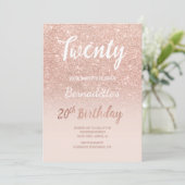 Invitation Faux rose or parties scintillant ombre 20e anniver (Debout devant)