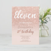 Invitation Faux rose or parties scintillant ombre eleven Anni (Debout devant)