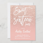 Invitation Faux rose or parties scintillant ombre typographie (Devant)