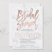 Invitation Faux rose or typographie marbre douche nuptiale (Devant)