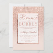 Invitation Faux rose parties scintillant or brunch bubbly nup (Devant)
