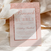 Invitation Faux rose parties scintillant or brunch bubbly nup