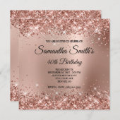 Invitation Faux Rose Parties scintillant or Glam Gradient 40e (Devant / Derrière)