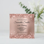 Invitation Faux Rose Parties scintillant or Glam Gradient 40e (Debout devant)